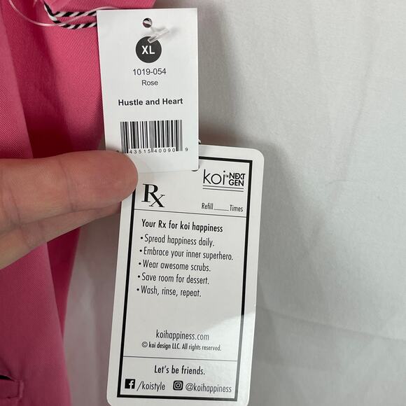 Koi Next Gen Hustle and Heart Rose Pink Scrub Top Short Sleeve 1019-054 Size XL - Picture 5 of 9